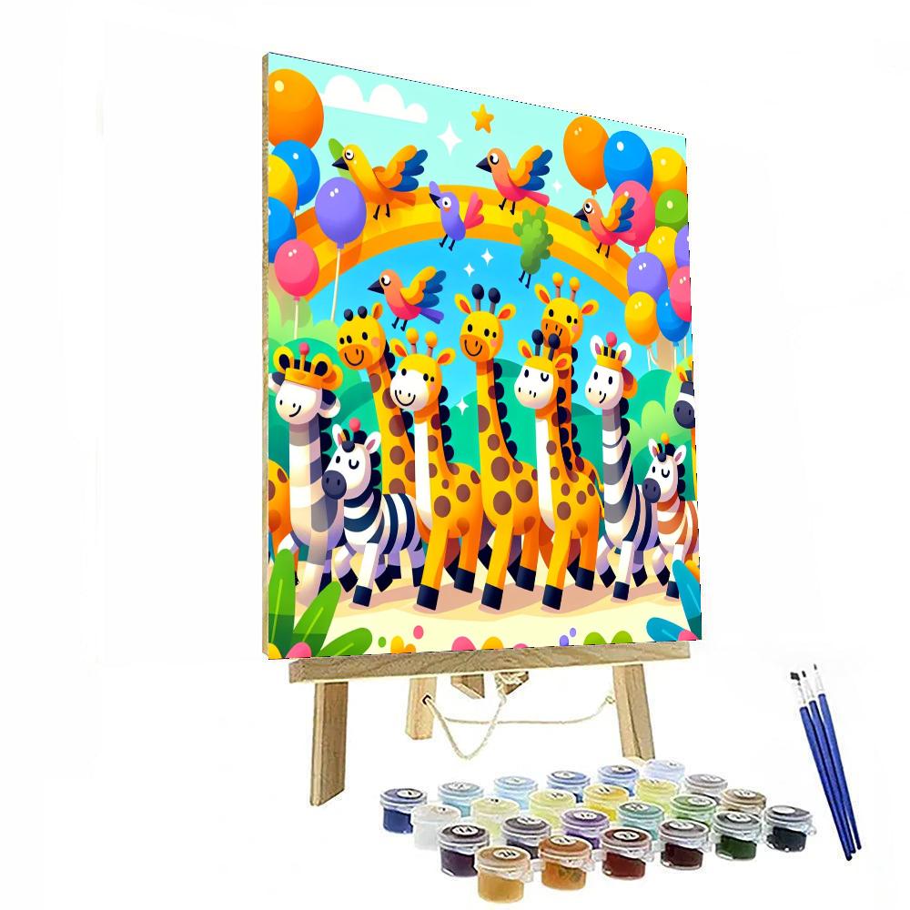 Giraffe And Friends Parade Paint By Numbers