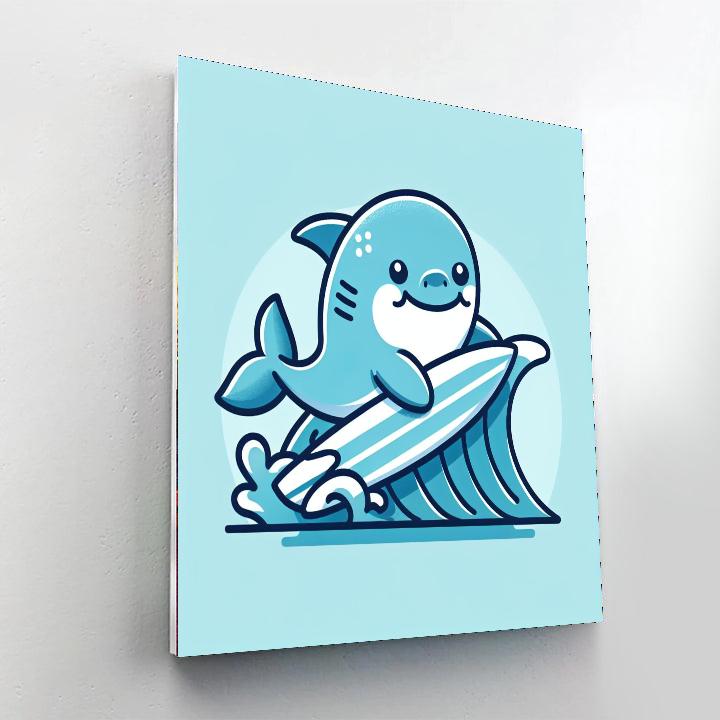 Surfing Shark Number Painting