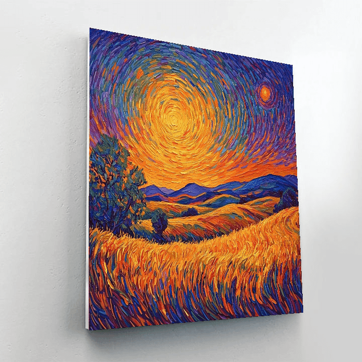 Vincent Van Gogh Inspired Sunset Over Fields  Painting By Numbers Kit