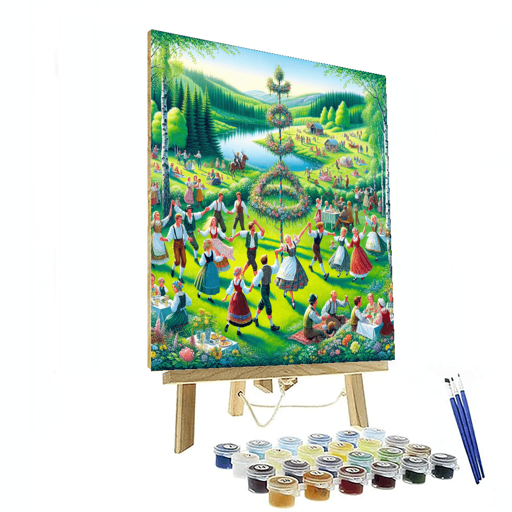 Midsummer Celebrations - Dalarna, Sweden Painting Number Kit