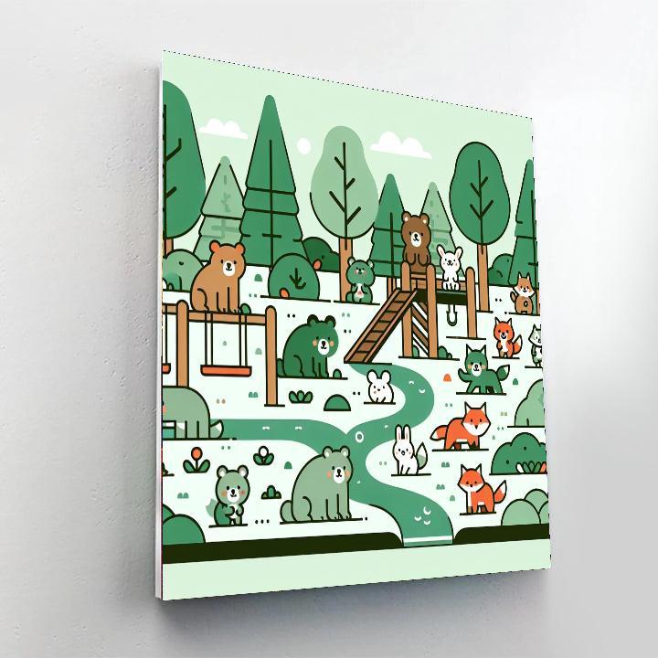 Nature's Playground With Forest Animals Paint By Number