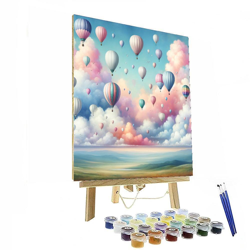 Pastel Dreams Hot Air Balloons Paint By Color