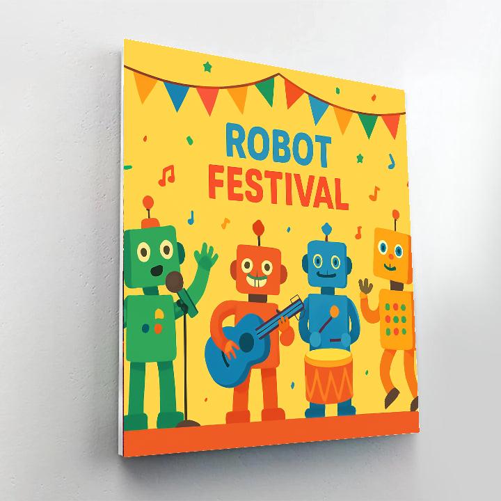 Friendly Robot Festival Paint By Numbers Art