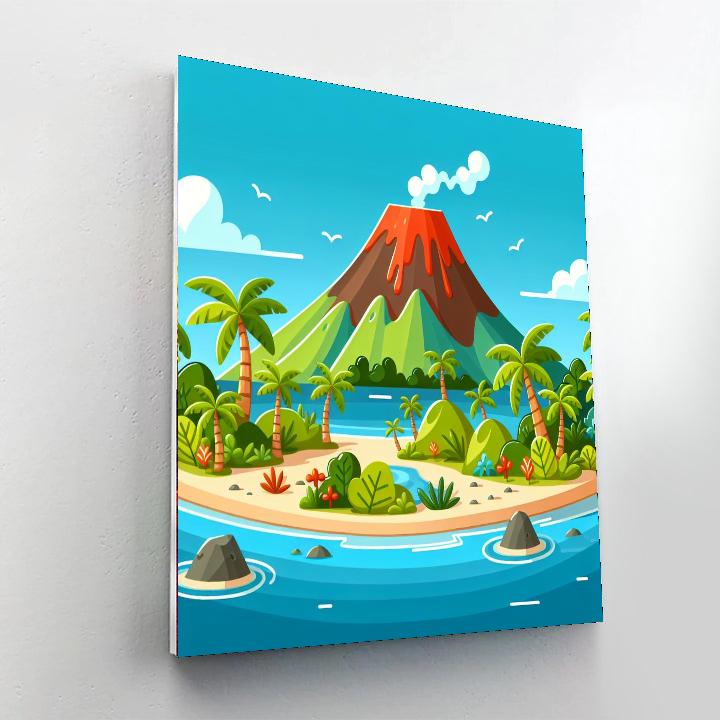Epic Volcano Island Painting Number Kit