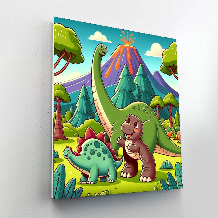 Friendly Dinosaur Day Paint By Numbers Art