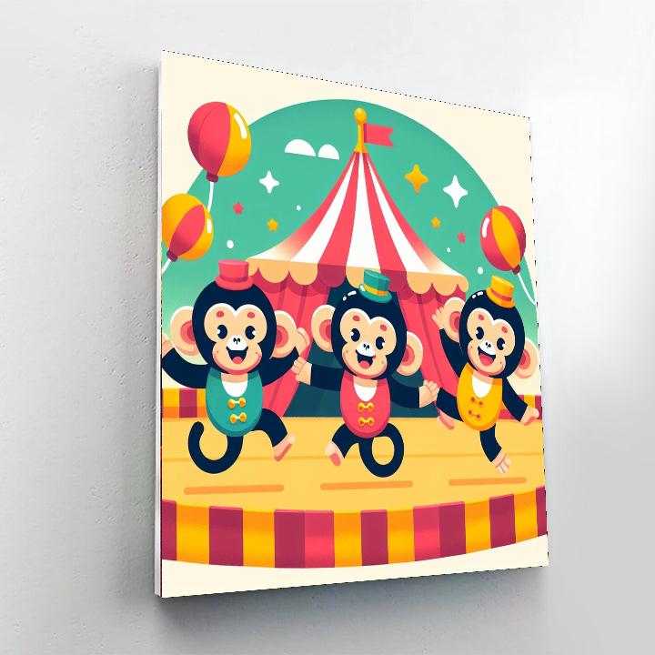 Charming Chimpanzee Circus Painting Number Kit