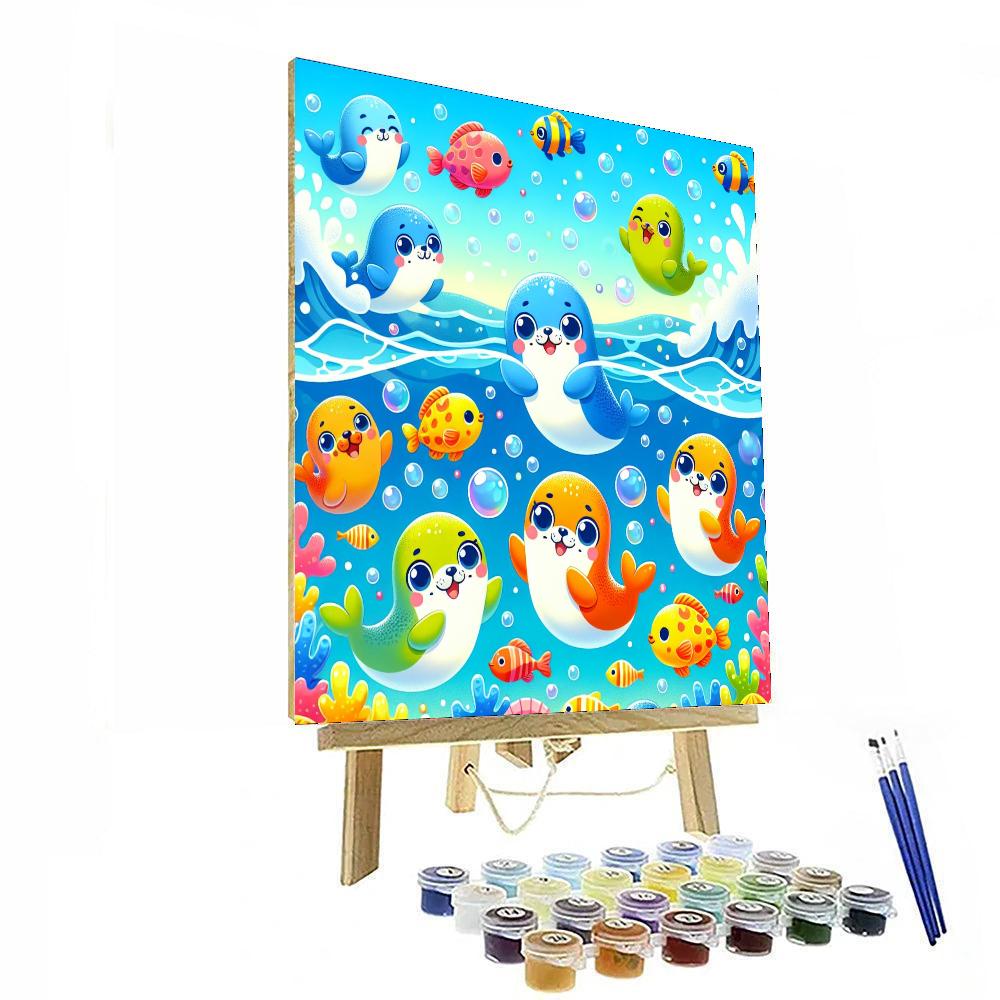 Playful Seal Friends Numbered Painting Kits