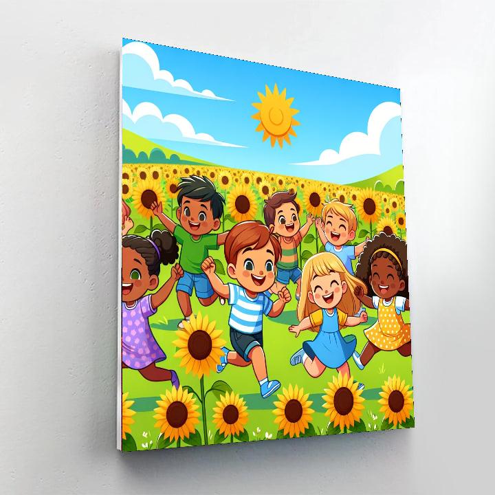 Sunflower Field Frolic Painting By Numbers Kit