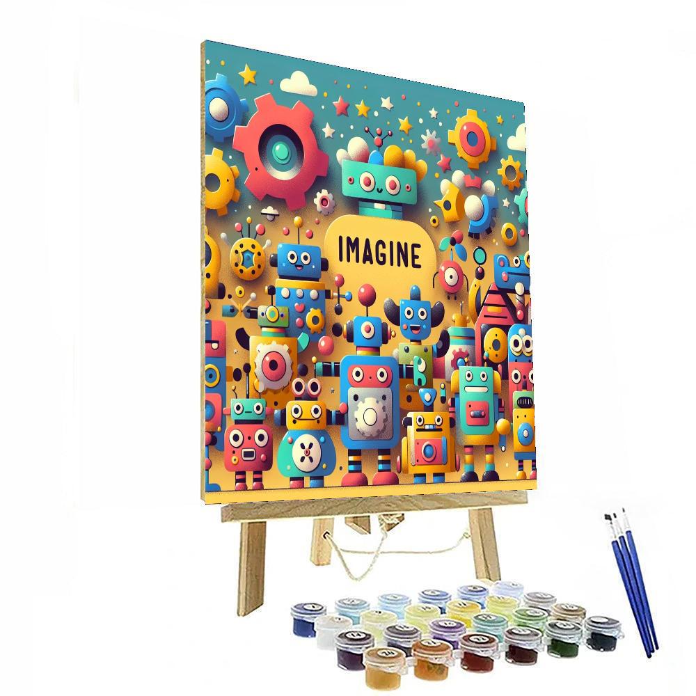 Whimsical Robots Painting By Numbers Kit
