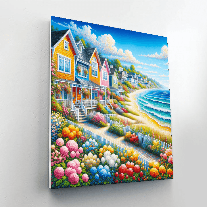 Charming Coastal Scene Number Painting