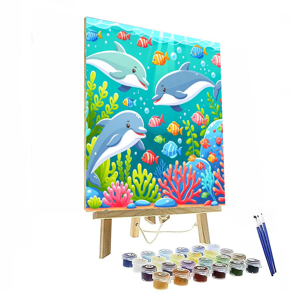 Underwater Dolphin Journey Number Painting