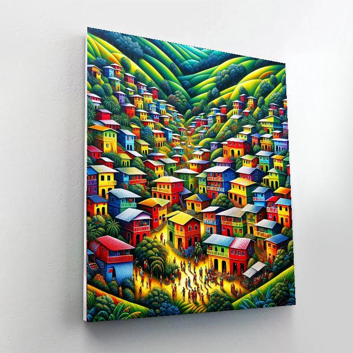 Vibrant Village Vista Paint By Numbers Art