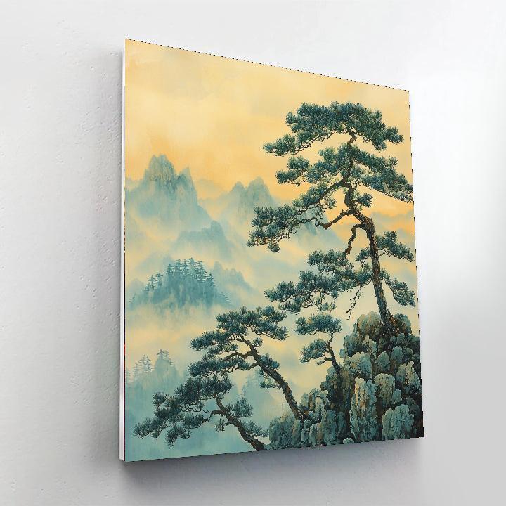 Zhao Mengfu Inspired Harmony Of Silent Pines  Paint By Color
