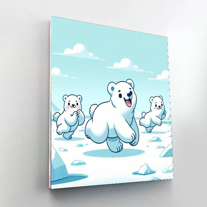 Prancing Polar Bear Parade Number Painting