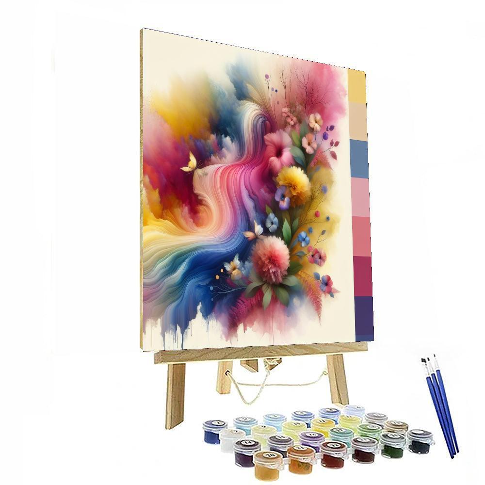 Cascading Watercolor Flowers Paint By Numbers