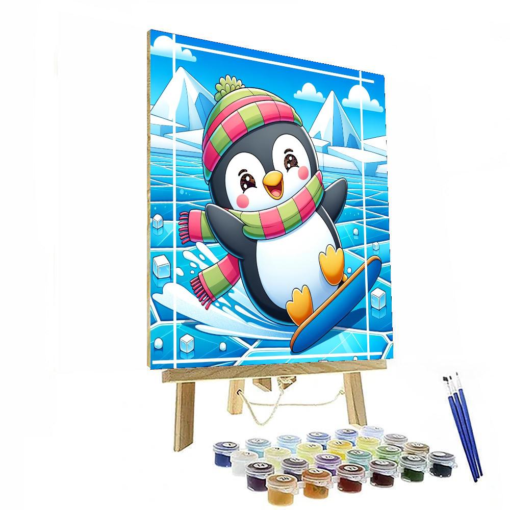 Whimsical Penguin Number Painting