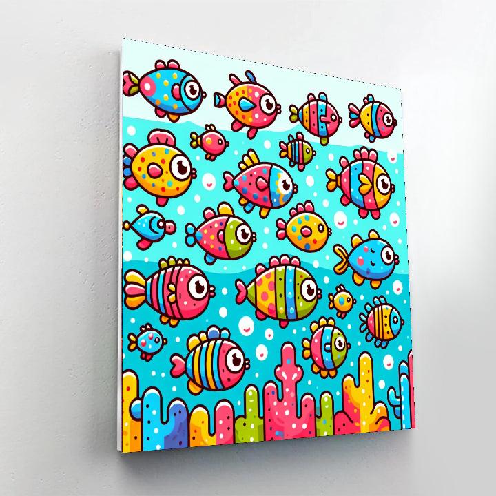 Funky Fish School Number Painting