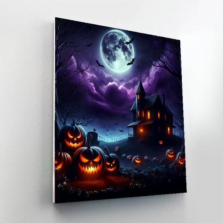 Haunted Halloween Night Paint By Numbers Art