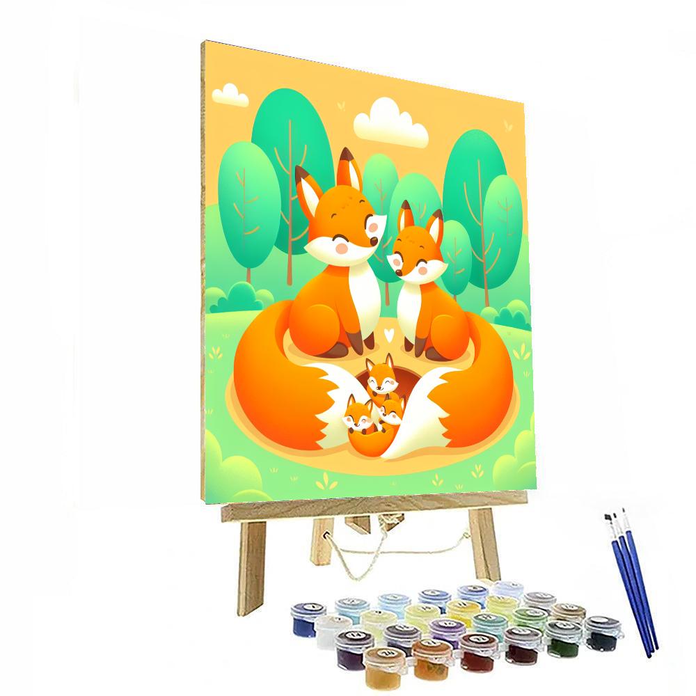 Wonderful Fox Family Paint By Numbers Art