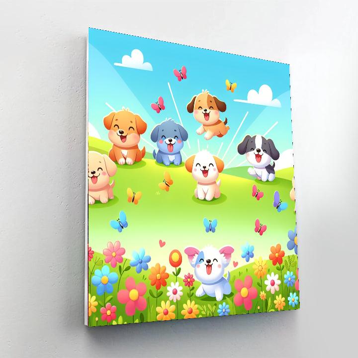 Cuddle Time With Puppies Paint By Numbers Art