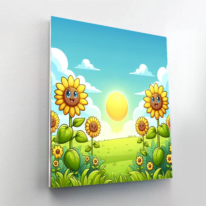 Sunny Sunflower Field Day DIY Paint By Numbers