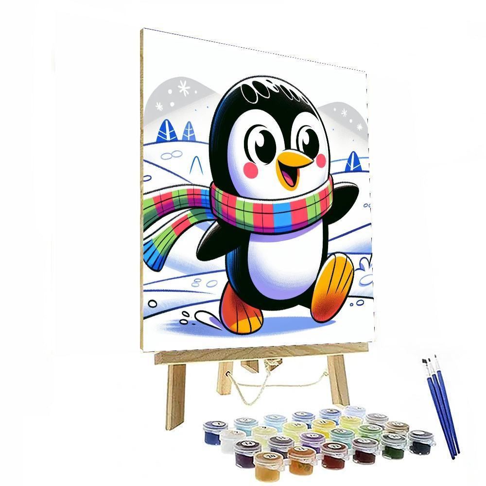 Curious Penguin Explorer Number Painting