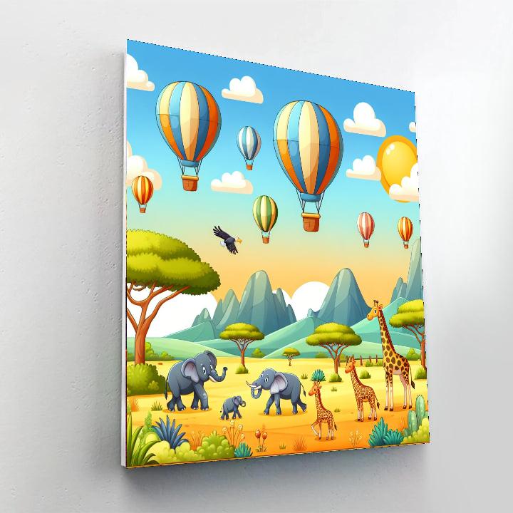 Balloon Safari Over Savannah Paint By Numbers Art