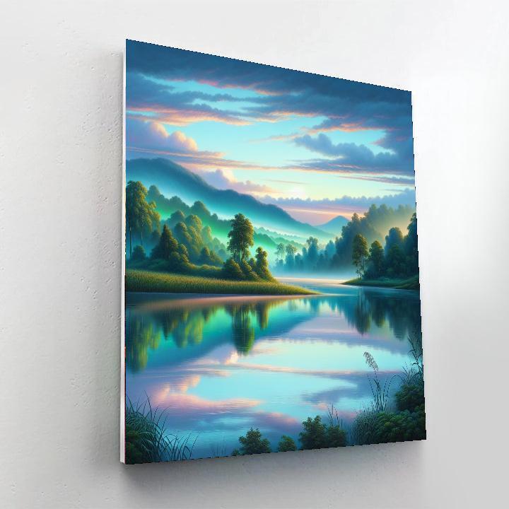 Calm Lake At Dawn Painting Number Kit