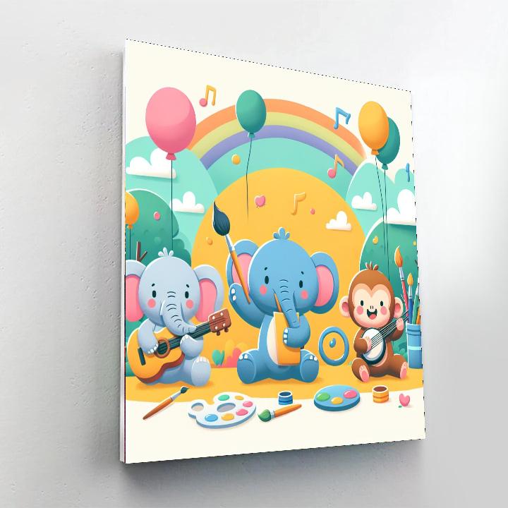 Artistic Animal Parade Number Painting