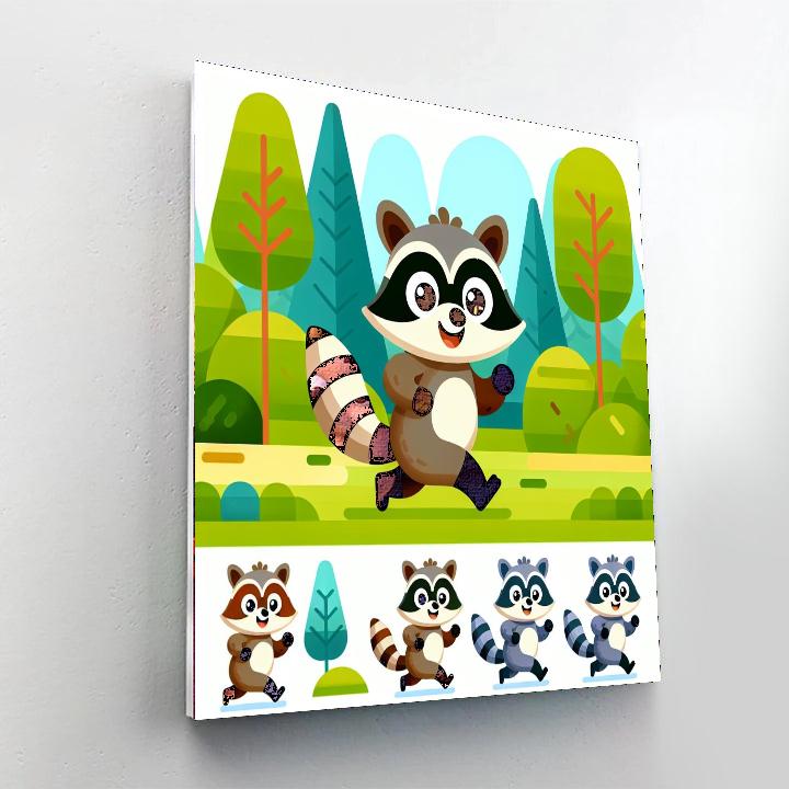 Rainbow Raccoon Parade Painting By Numbers Kit