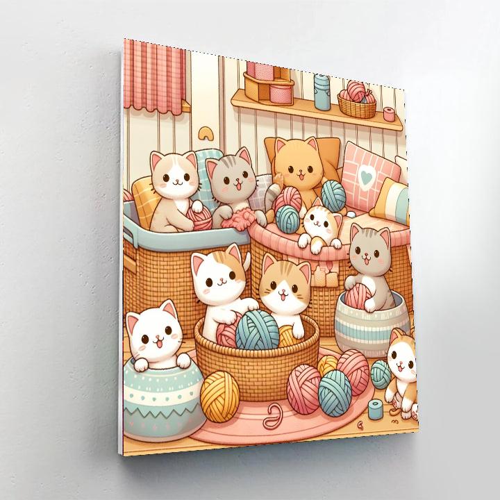 Purring Kitten Corner Number Painting