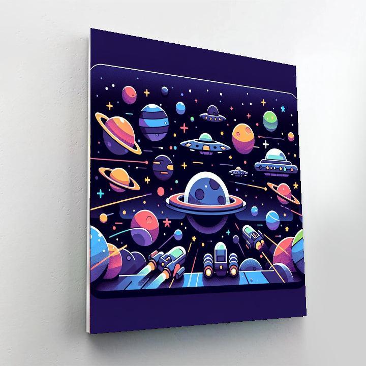 Galaxy Quest With Alien Planets Paint By Number