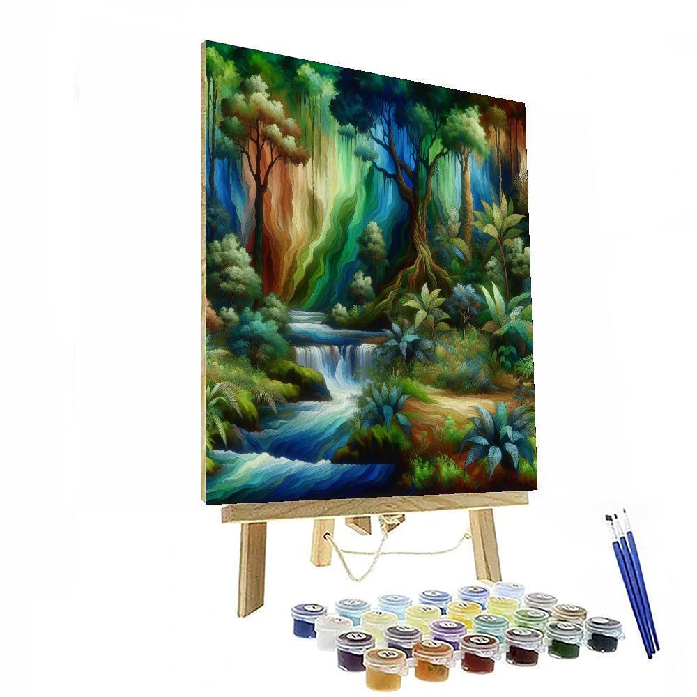 Peaceful Rainforest Sanctuary Painting Number Kit