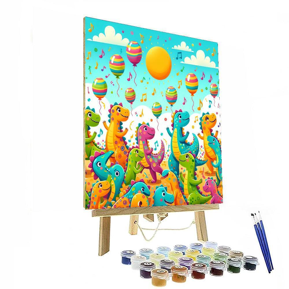 Joyful Dinosaur Dance Party Paint By Number