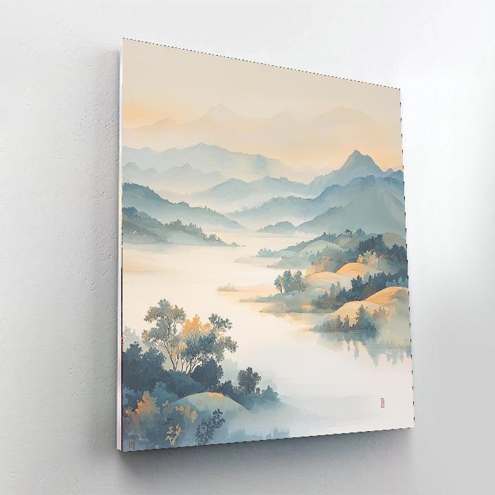 Zhao Mengfu Inspired Veil Of Morning Mist  Paint By Color