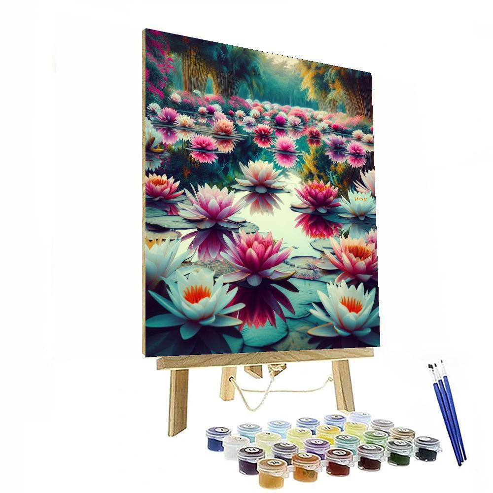 Lush Water Lilies Reflection Paint By Numbers Art