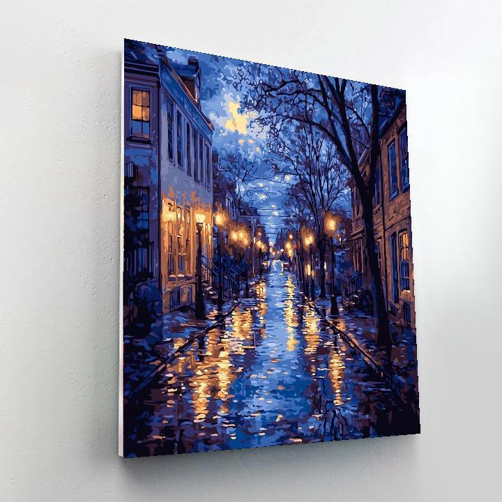 Edward Hopper Inspired Nocturnal Citylights Glow  Paint By Color