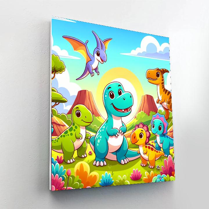 Cute Dinosaurs Adventure Paint By Numbers