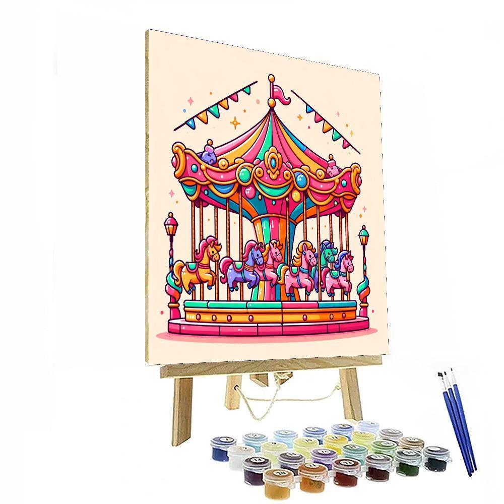 Joyful Circus Carousel Number Painting