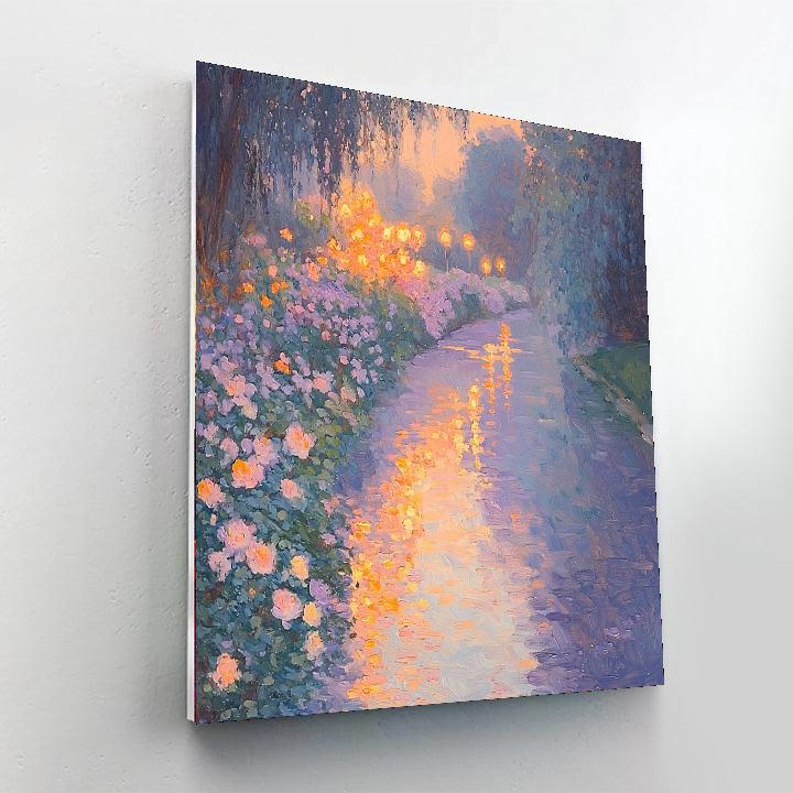 Turner Inspired Gorgeous Twilight Blossoms  Number Painting