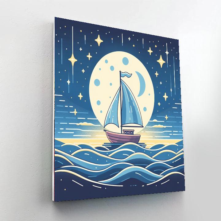 Moonlit Mariner's Tale Number Painting