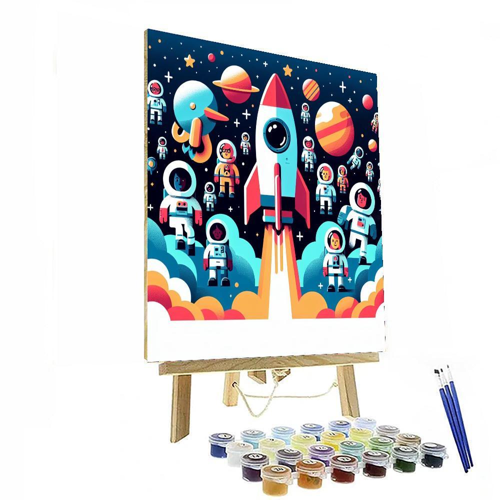 Space Rocket Blast Off Paint By Numbers