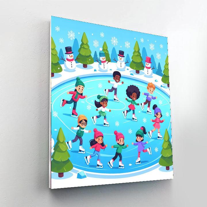Winter Ice Skating Fun Painting Number Kit