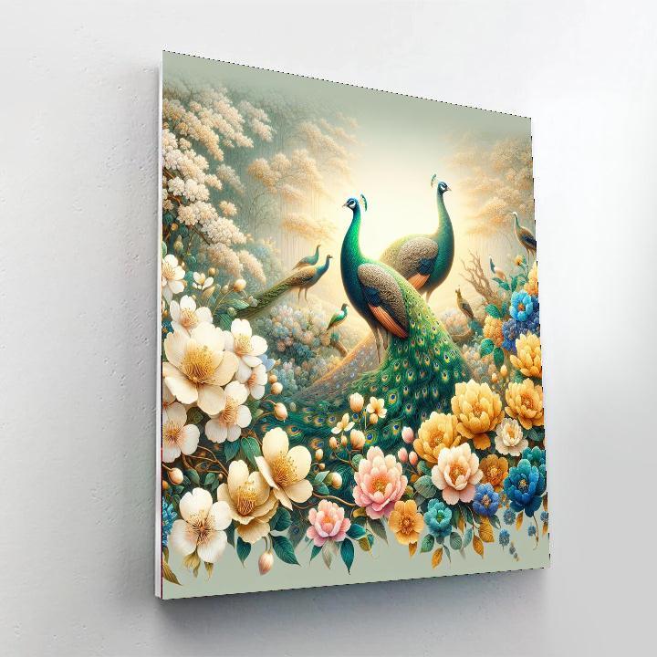Regal Peacocks In Bloom Painting By Numbers Kit