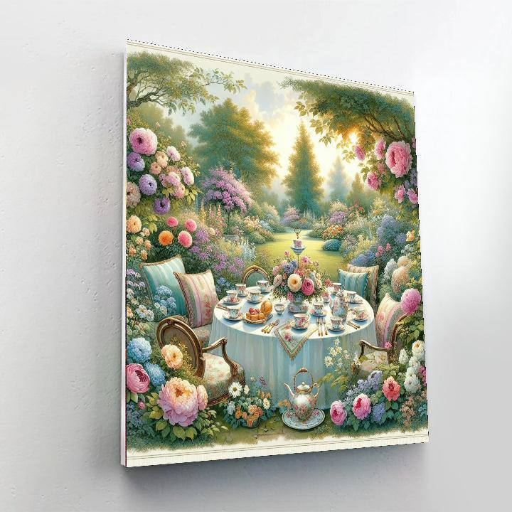 Picturesque English Tea Garden Painting Number Kit
