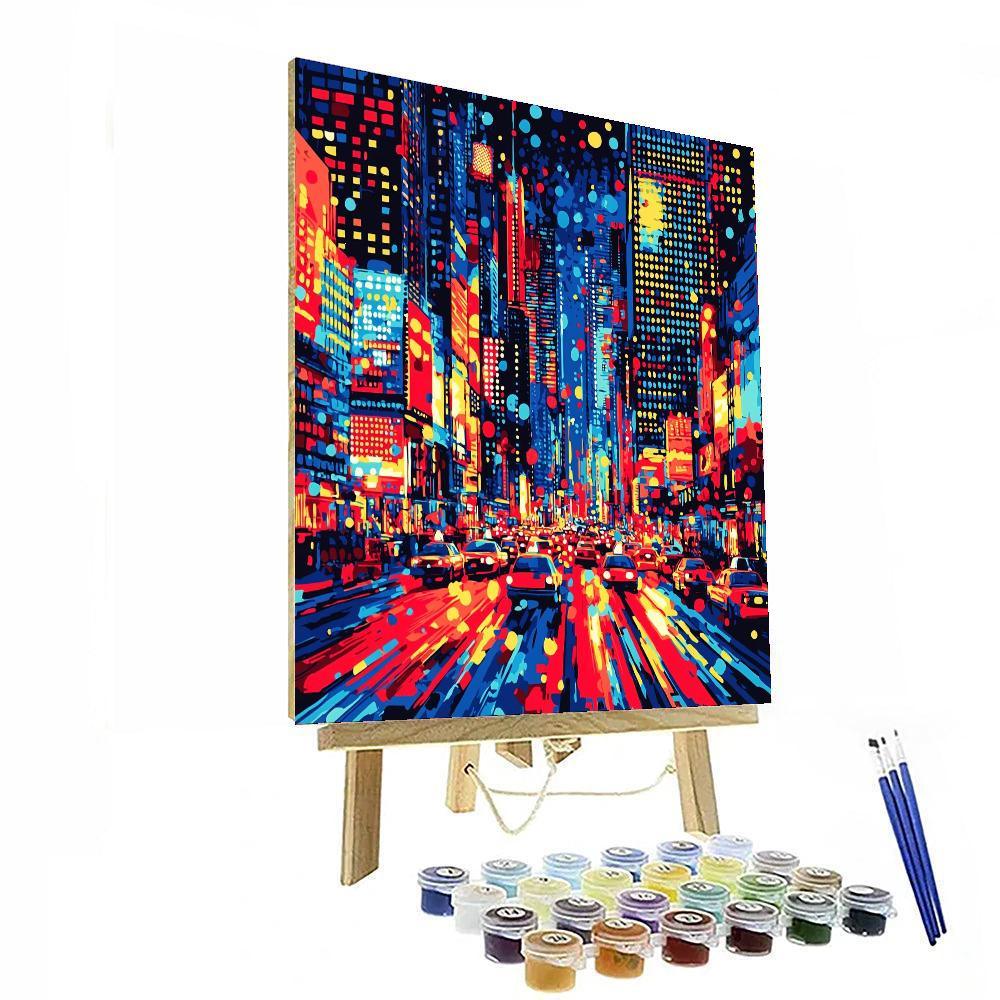 Roy Lichtenstein Inspired Modern City Illumination  Paint By Numbers Kits