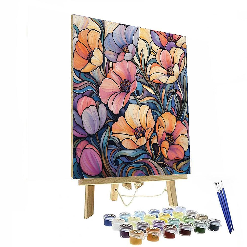 Alphonse Mucha Inspired Botanical Ballet  Painting Number Kit