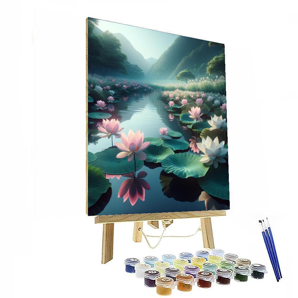 Luminous Lotus Lake DIY Paint By Numbers