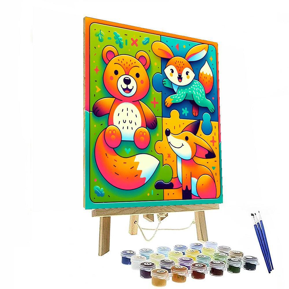 Playful Puzzles With Animals Paint By Color