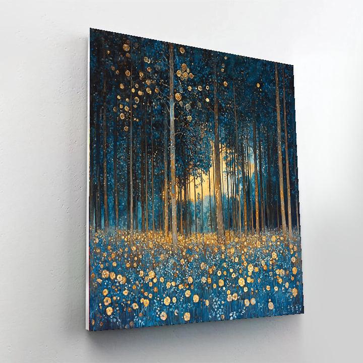 Gustav Klimt Inspired Forest Symphony In Blue  Number Painting